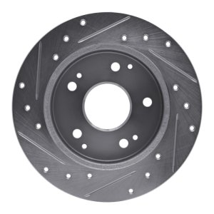 Acura Integra Brake Rotor (1) - Rear Right - R1 Concepts - Drilled & Slotted - Silver - `97-`01